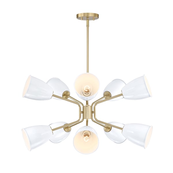 Designers Fountain Biba 10 Light Modern Brushed Gold with Ice Mist Shades Chandelier For Dining Rooms D300M-10CH-BG - main